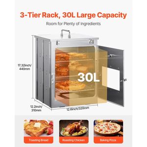 เตาอบพับได้แบบพกพาทำจากสแตนเลส 3 ชั้น พร้อมด้ามจับและเทอร์โมมิเตอร์สำหรับเผาไม้ - Product Image 2