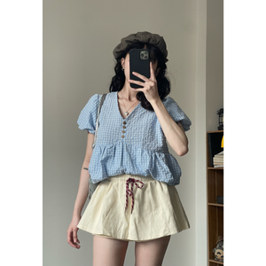 Jupe-short décontractée pour femme de haute qualité, coupe trapèze fluide et respirante, taille haute, fermeture boutonnée, plusieurs coloris, été - Product Image 5