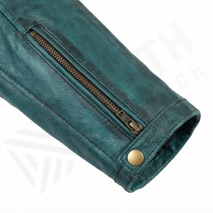 Blouson en cuir homme coupe ajustée style motard mode automne printemps décontracté vintage col montant couleur personnalisable - Product Image 6