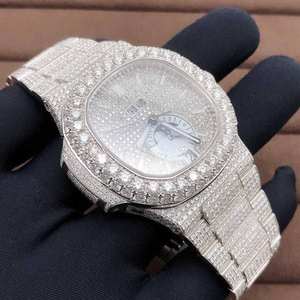 Reloj de Hombre BOJ P.P.007 con Esfera Analógica Clásica, Diamantes Moissanite Baguette, Correa de Aleación de 20 mm, Caja Chapada en Oro Rosa de 41 mm, Cristal - Product Image 4