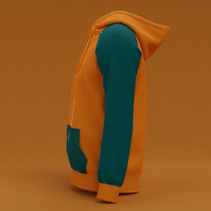 Sudadera con Capucha para Hombre, Color Naranja y Verde, con Cierre, Estilo Casual, Bloques de Color, para Invierno - Product Image 5