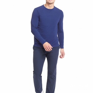 T-shirt personnalisé pour homme à manches longues en coton, col rond, bleu roi, coupe ajustée, anti-rétrécissement, décontracté, basique, OEM, marque privée, vente en gros - Product Image 4