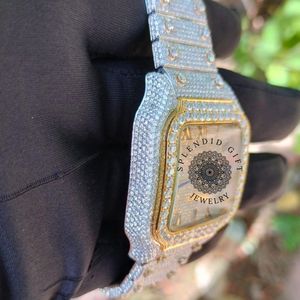 Reloj de Cuarzo Analógico Cuadrado para Hombre, con Caja de Moissanita, Esfera de Cristal de Zafiro, Números Romanos, Movimiento ETA, 10m, un Splendid Gift Jewelry - Product Image 5