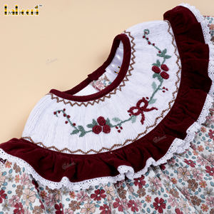 ชุดเดรสเด็กทรงเอลายดอกไม้ ผ้าฝ้าย 100% แต่งสม็อคด้วยมือ เป็นมิตรกับสิ่งแวดล้อม ODM - DR4507 - Product Image 4