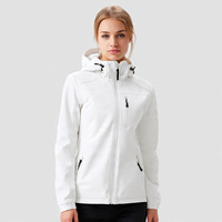 Veste imperméable d'extérieur en softshell 100% polyester pour femmes, veste de randonnée et de camping, veste softshell à fermeture éclair pour femmes, veste à capuche pour femmes