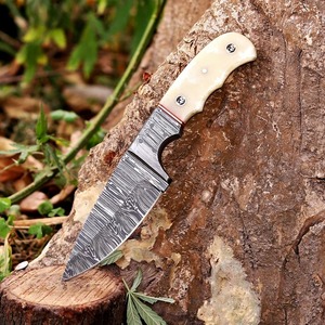 Cuchillo Skinner de Acero de Damasco Hecho a Mano con Mangos de Madera de Palisandro y Funda de Cuero, Cuchillo Personalizado - Product Image 6