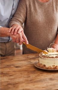 Gold Cake Knife And Server Set With Leaf Handles 2-Piece <b>Metal</b> Cake <b>Tools</b> For Wedding Use Events And Party Decorations - Product Image 5