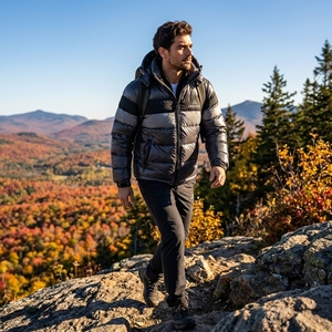 Veste matelassée à capuche noire et grise pour homme, manteau d'hiver chaud, veste d'extérieur, vente en gros ONE APEX Apparel - Product Image 5