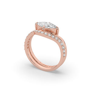 Bague élégante en or véritable 10K/14K avec diamant de laboratoire taille marquise de 1,36 carat, design unique et léger, bijou de mariage solitaire - Product Image 5