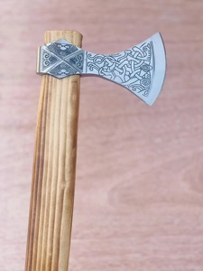 Premium Hand Forged Stainless Steel Viking Bearded <b>Axe</b> With <b>Wooden</b> Handle OEM Viking <b>Axe</b> Hand Leather Sheath Cover Hatchet. - Product Image 2