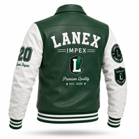Veste universitaire en cuir vert et blanc personnalisée pour hommes, avec patchs brodés en chenille de qualité supérieure, logo frontal, hiver, OEM ODM