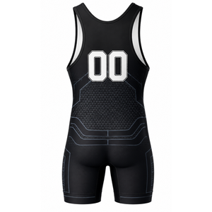 Men Black Gray Sublimated Wrestling Singlet <b>Athletic</b> Polyester Wrestling Suit Training Match Performance Sports Clothing - Product Image 3