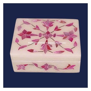 กล่องหินอ่อนสีชมพูสีขาวและสีเขียวดีไซน์ทันสมัยกล่องแม่ฝังลายดอกไม้ - Product Image 3