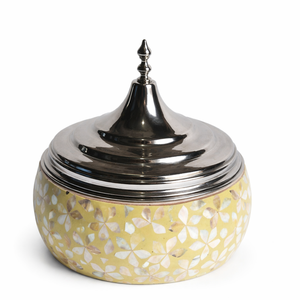 Luxury Mother of Pearl Inlay Casserole Set | Stainless Steel Food Warmer Hotpot | Eid Serving Bowl | Designer Kitchen Decor - Product Image 4
