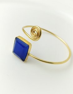 18K Gold Plated Handmade Brass Multi Stone Bangle with <b>Garnet</b> Blue Topaz Emerald Quartz for Women - Product Image 3