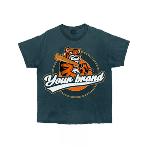 เสื้อยืดผู้ชายผ้าฝ้าย 100% ทรงหลวม พิมพ์ลาย น้ำหนัก 260GSM ผ้าฝ้ายหนา ซักย้อมสีดำ ลายชนเผ่า พิมพ์โลโก้แบบพัฟ - Product Image 2