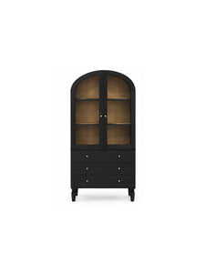 Librería Moderna de Madera con Puertas de Vidrio Arqueadas y 3 Cajones, Mueble Independiente para Sala de Estar, Estantería, Decoración del Hogar - Product Image 1