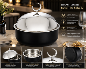 Premium Stainless Steel Dome Lid Chafing Dish Buffet <b>Server</b> <b>Food</b> Warmer Catering Serving Bowl with Elegant Handle - Product Image 5