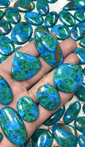 รัฐอาร์ตส์ ขายส่งคริสตัลธรรมชาติ คริสโซคอลล่า มาลาไคต์ คริสตัลบำบัดแบบคาโบชอง พลอยหลวมสำหรับทำเครื่องประดับเงิน รัฐราชสถาน - Product Image 2
