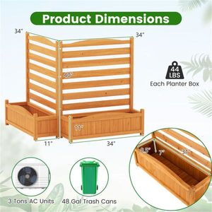 Cerca de privacidad de madera de abeto de 2 paneles con jardineras, pantalla para unidad de aire acondicionado/bote de basura, solución de almacenamiento para patio exterior sin necesidad de excavación - Product Image 5