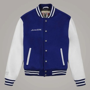 Avirex Blue Icon Wool and <b>Sheepskin</b> Leather USA Varsity Bomber <b>Jacket</b> for Men - Product Image 1