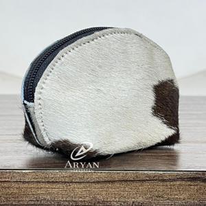Monederos de cuero genuino de vaca hechos a mano de primera calidad, nuevos monederos de cuero con pelo, bolsa suave con cremallera, cartera pequeña para uso diario de mujer. - Product Image 1
