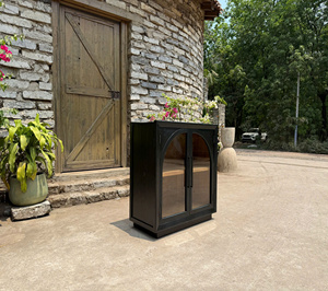 Mueble de Madera de Pino Vintage de Lujo con Puertas de Vidrio, Dos Puertas, Almacenamiento Duradero para Sala de Estar, Roble, Pino, Nogal. - Product Image 2