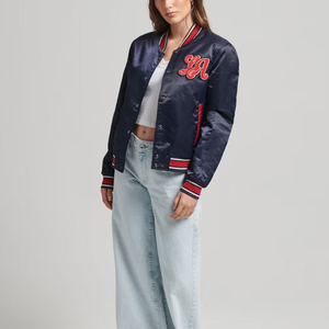 Custom Women's Winter Baseball <b>Varsity</b> <b>Jacket</b> with <b>Plain</b> Dyed Embroidery Breathable Design High Quality - Product Image 3