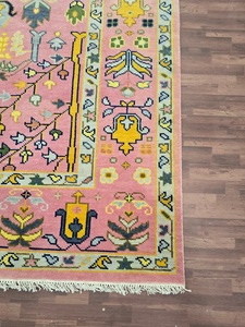 พรมทอมือที่มีคุณภาพสูงสีชมพูลายดอกไม้สไตล์โอเรียนเต็ลพรมสไตล์วินเทจโบฮีเมียนสำหรับห้องนั่งเล่นเด็ก - Product Image 5