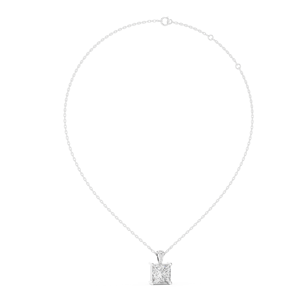 Colgante de Plata de Ley 925 con Moissanita Corte Princesa, Engaste de Bisel, Bañado en Rodio, Joyería para Regalo de Aniversario o Boda - Product Image 4