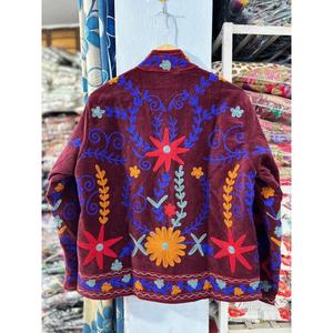 High Quality Premium Floral Embroidered <b>Velvet</b> Cotton <b>Women's</b> Mandarin Collar Full Sleeve Autumn Heated Eco-Friendly <b>Jacket</b> - Product Image 2