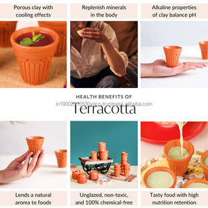 Tasse en terre cuite rouge/orange tendance 2024, 60 ml, jetable, traditionnelle, pour thé et café, culture indienne, odeur terreuse - Product Image 2