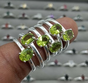 Natural Peridot Faceted Oval Prong <b>Set</b> <b>Silver</b> Plated <b>Ring</b> Handmade Green Gemstone <b>Ring</b> for Women Wholesale Jewelry - Product Image 3