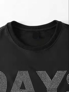 T-shirt en strass pour homme, personnalisé avec des pierres sur toute la surface, OEM, lettres et logos en strass, t-shirts pour homme - Product Image 3