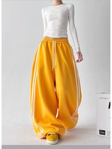 Pantalones de Mujer, Diseño Juvenil, Verano, Corte Recto, Franja Lateral, 100% Algodón, Paleta de Colores Versátil para Uso Diario Informal - Product Image 3