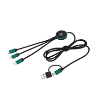 Câble de charge rapide 3-en-1 en nylon tressé, chargeur de téléphone Micro USB Type C en aluminium avec logo LED