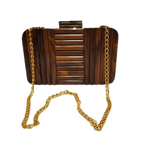 Elegante Bolso de Mano de Madera con Bordado de Mosaico y Cadena, para Bodas, Fiestas, Eventos Nocturnos, Estilo Vintage, Bolso de Moda - Product Image 5