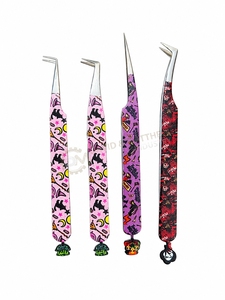 Pince à épiler en acier inoxydable DAVID MATTHEW INDUSTRY avec poignée imprimée cœur, pointe en fibre, couleur noire, préhension fine et parfaite, haute performance - Product Image 2