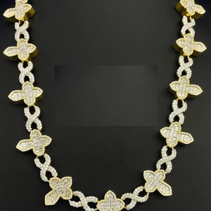 Collier de luxe en moissanite et diamant, motif trèfle, en argent 925, serti de pierres, bijou floral imposant, élégant, cadeau pour homme et femme - Product Image 5