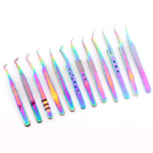 Handcrafted <b>Silver</b>/Gold-Plated Stainless Steel Eyelash Extension Tweezers Precision Anti-Static Durable Tips Different Angle - Product Image 4