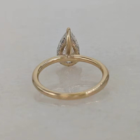 Bague de fiançailles classique en or Starsgem pour femme, diamant de laboratoire HPHT CVD de 1 carat en forme de poire, bijoux en or massif certifiés IGI