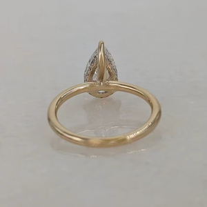 Anillo de Compromiso Clásico de Oro Starsgem para Mujer, Diamante Cultivado en Laboratorio HPHT CVD de 1 Quilate con Corte de Pera, Joyería de Oro Sólido, Certificado IGI - Product Image 2