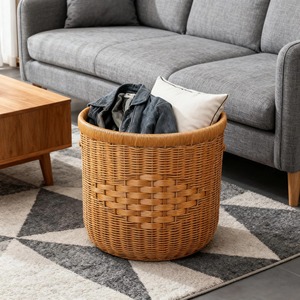 Cesta de ratán plástico hecha a mano, cesta de almacenamiento al por mayor, ecológica, hecha en Vietnam - Product Image 6