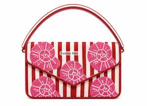 Sac de soirée à rabat rayé perlé avec broderie palmier, fait main, élégant, sac à bandoulière pour soirée - Product Image 3
