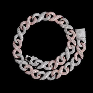 Luxury Two Tone Moissanite Cuban Link Chain <b>Necklace</b> Iced Out Hip Hop Jewelry Bold <b>Statement</b> <b>Necklace</b> Gift Shine - Product Image 1