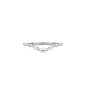 IGI Certified 18K Solid Gold Marquise Lab Grown Diamond Wedding Band Curved V Shape <b>Ring</b> Minimalist Stackable <b>Ring</b> <b>Proposal</b> <b>Ring</b> - Product Image 3