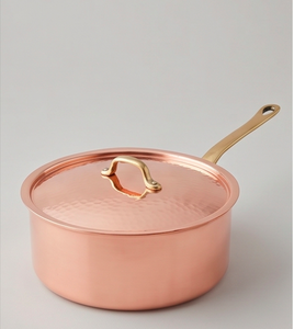 Copper Sauce <b>Pan</b> With Lid Handmade Minimalist Design Zinc Alloy Handle For Kitchenware Gas Use And Tableware - Product Image 1
