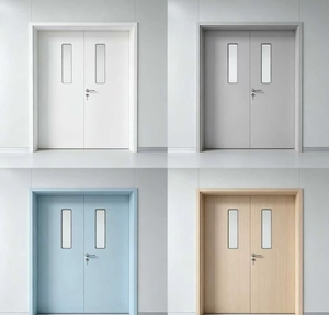Pintu Masuk Anti Api Baja Tahan Karat Bukaan Ganda dengan Jendela Waktu Gaya Ayun Modern - Product Image 1