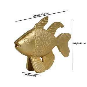 Handmade Aluminum Fish Figurine 20.5x15x4 Cm Jaffs Exports JE2077 Eco-Friendly Durable Modern Design Feng Shui Tabletop <b>Decor</b> - Product Image 1
