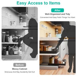 Organizzatore per Cassetti in Acciaio al Carbonio, Scorrevole e Silenzioso, per Cucina, Bagno o Soggiorno, Armadietto Estraibile Nero - Product Image 3
